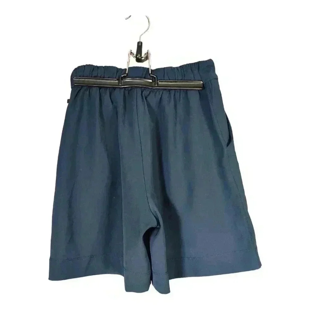 Lululemon Noir Shorts Navy Blue Women's 2 High Rise 5" Elastic Waist Tie Pockets - Picture 2 of 4